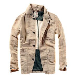 Relwen Linen Trap Blazer in Khaki Slub - XL